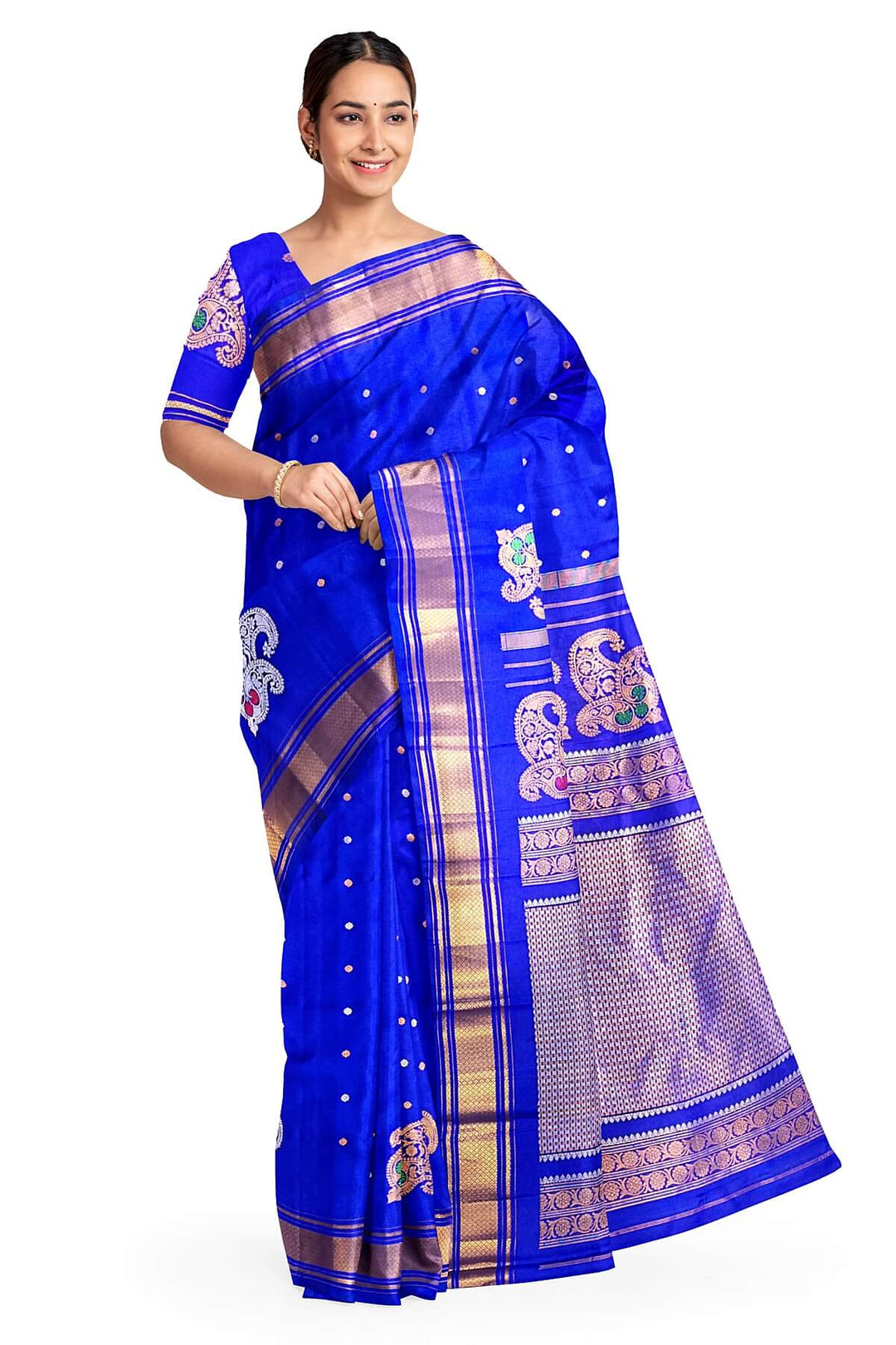 Gadwal pure silk saree in royal blue