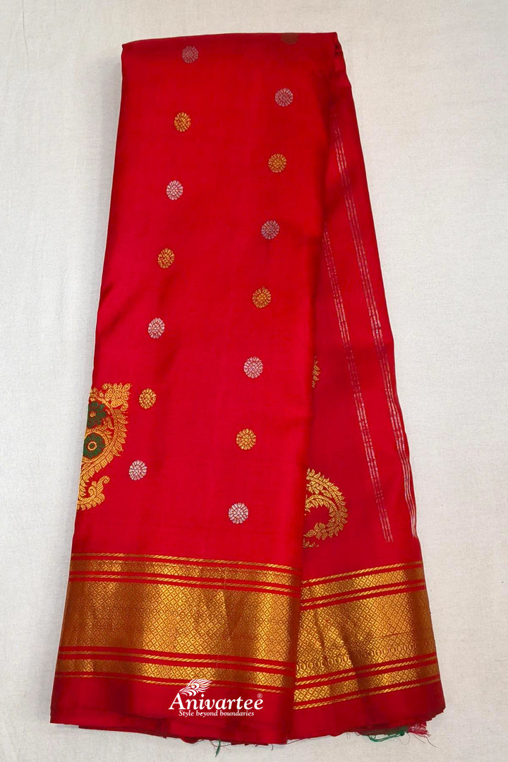 Gadwal pure silk saree in red