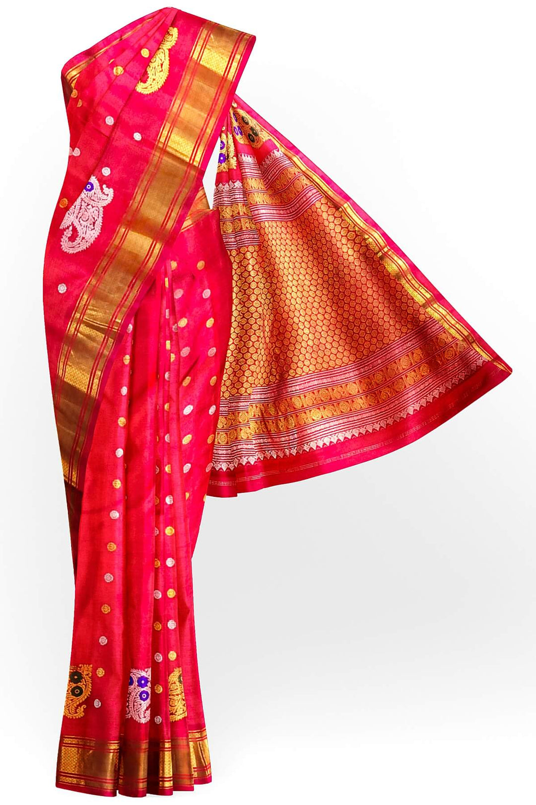 Gadwal pure silk saree in red