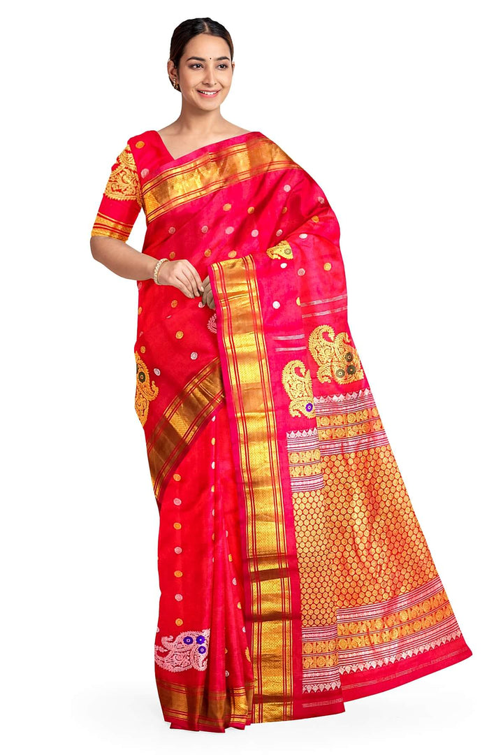 Gadwal pure silk saree in red