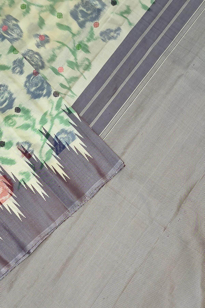 Gadwal pure silk saree in cream  in ikkat weave