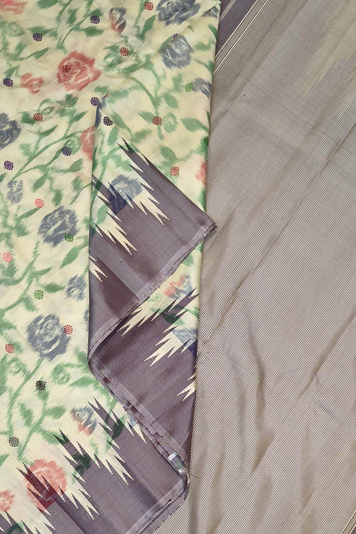 Gadwal pure silk saree in cream  in ikkat weave