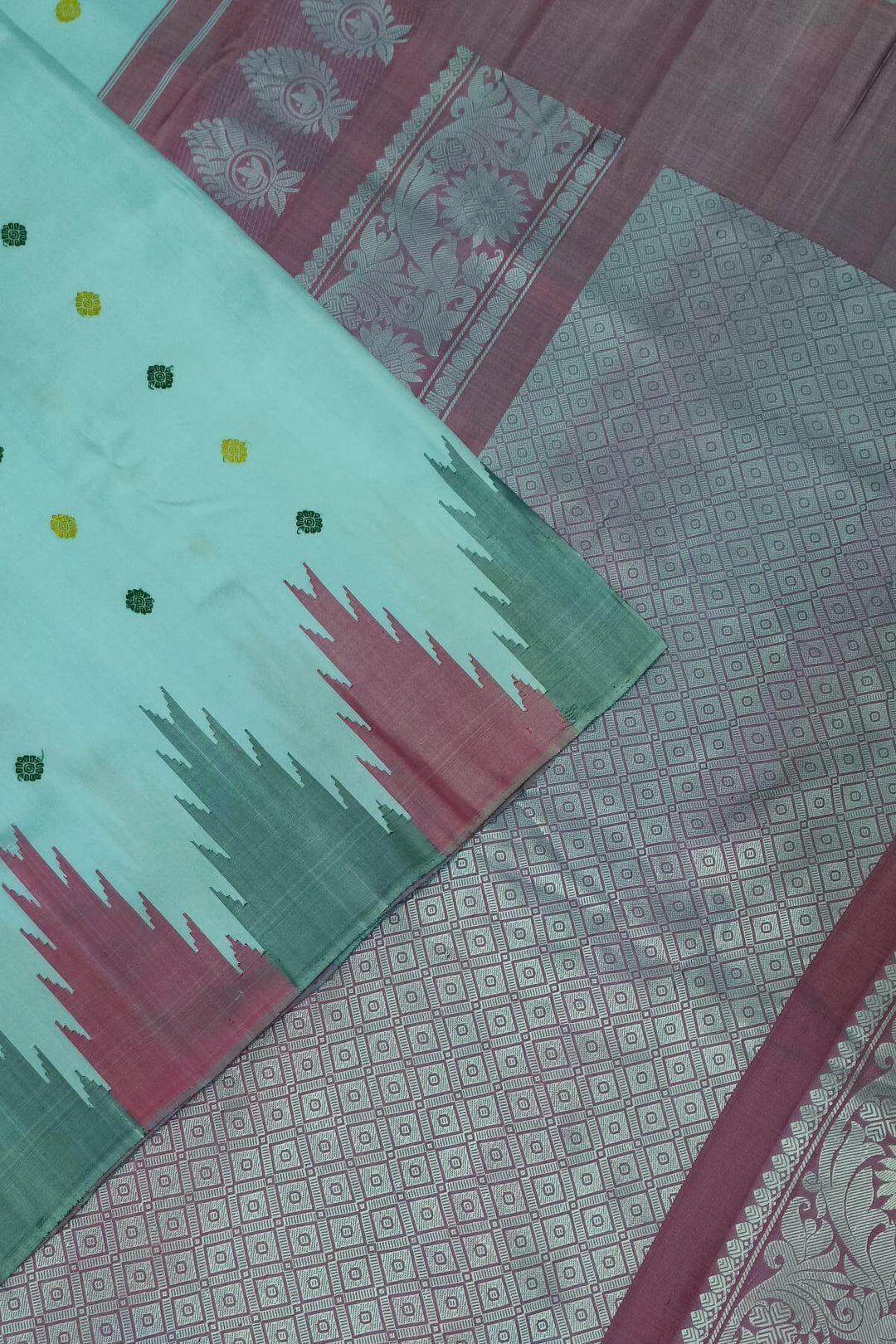 Gadwal pure silk saree in blue with multicolour buttis