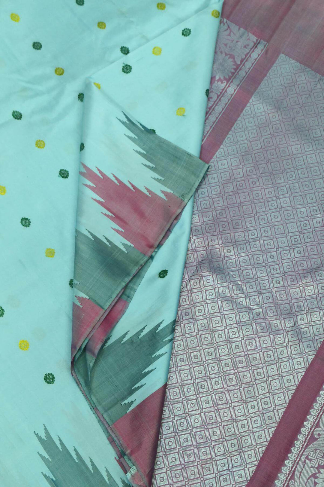 Gadwal pure silk saree in blue with multicolour buttis