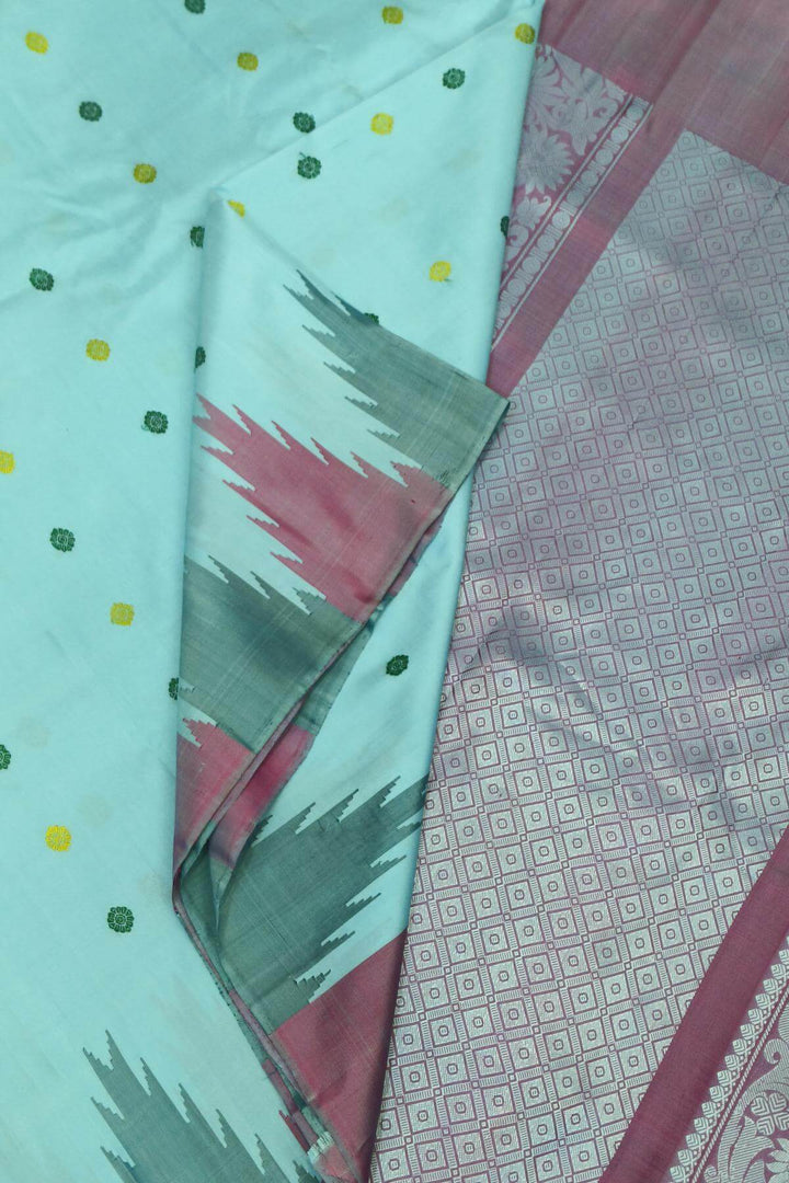 Gadwal pure silk saree in blue with multicolour buttis