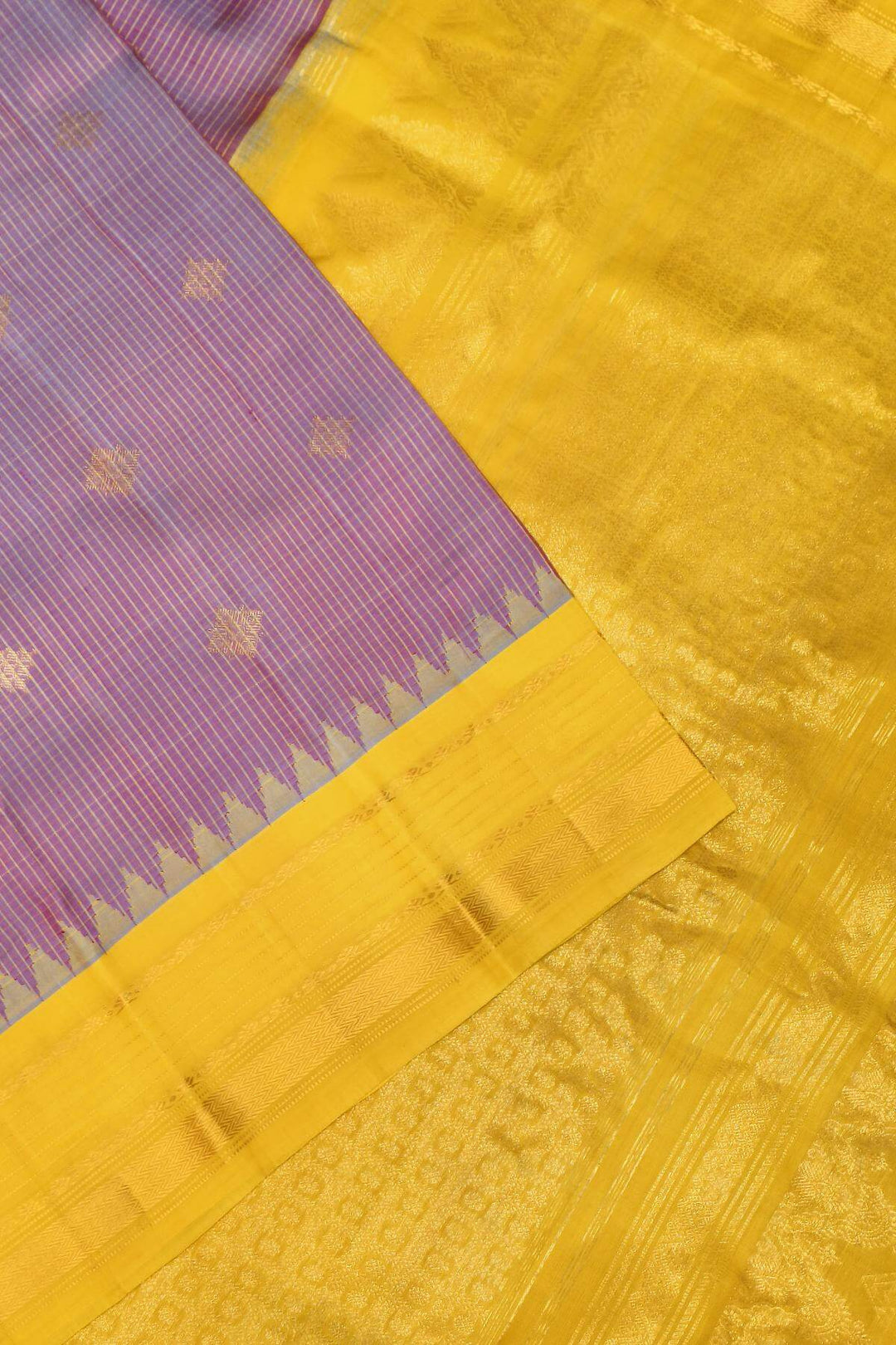 Gadwal pure silk saree in onion pink in fine checks  with  gold  buttis