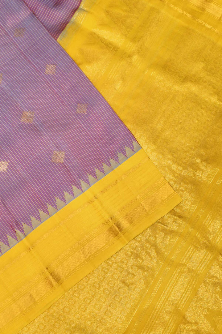 Gadwal pure silk saree in onion pink in fine checks  with  gold  buttis