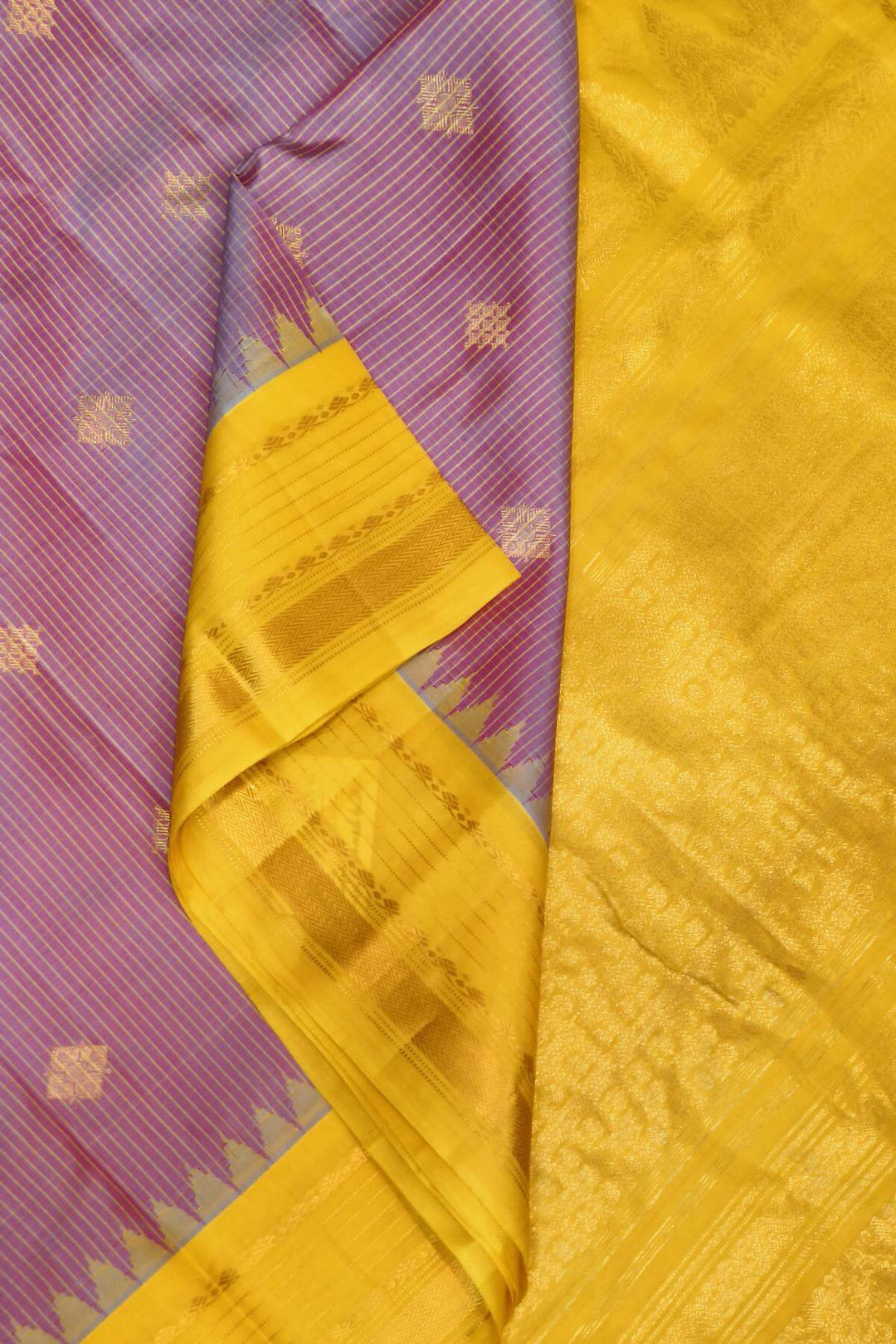 Gadwal pure silk saree in onion pink in fine checks  with  gold  buttis