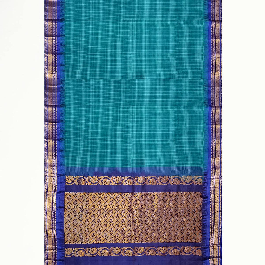 Gadwal cotton silk saree in rama green