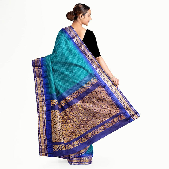 Gadwal cotton silk saree in rama green