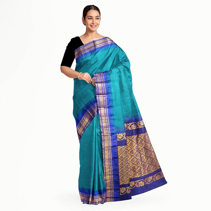 Gadwal cotton silk saree in rama green