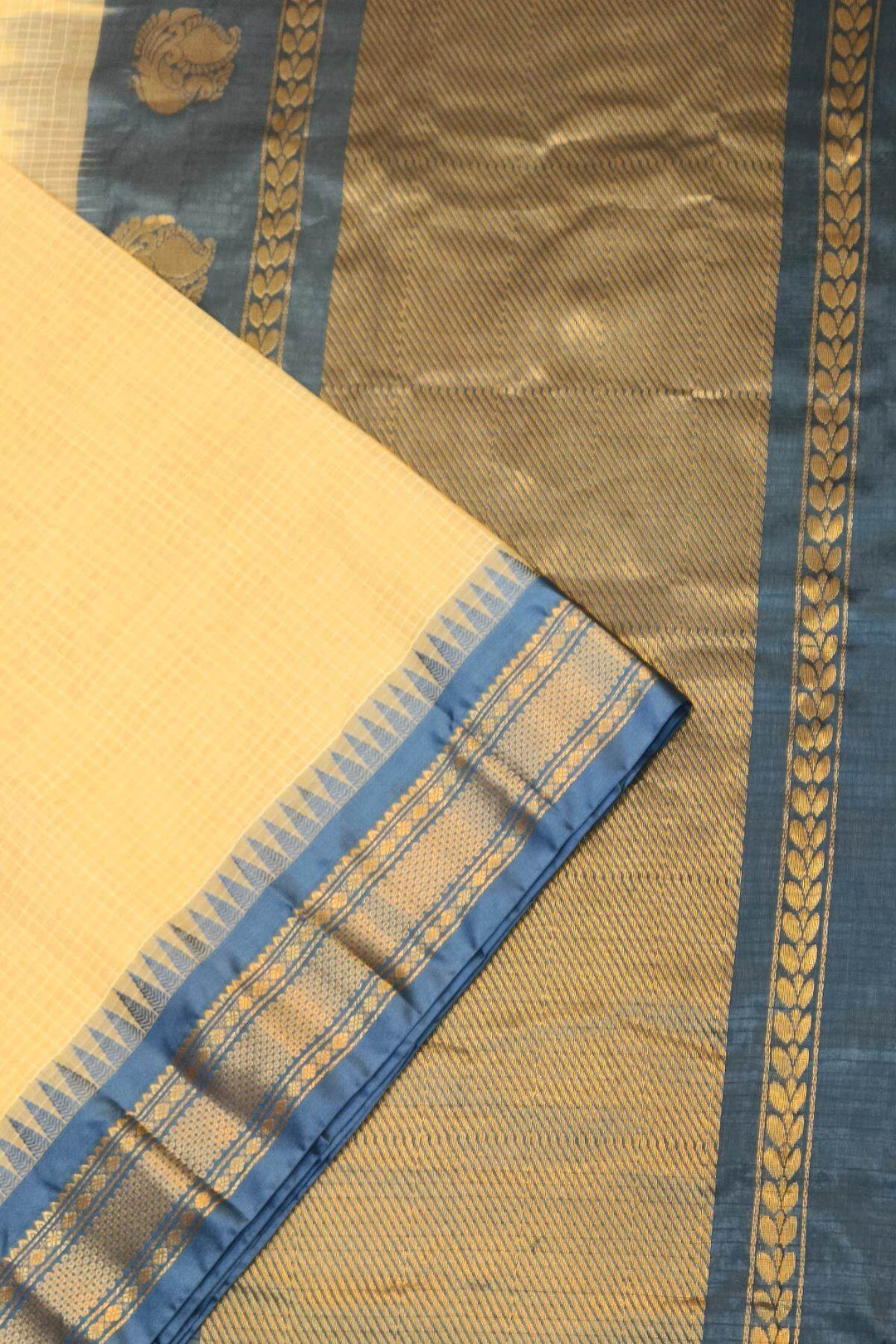 Gadwal cotton silk saree in sandalwood & grey