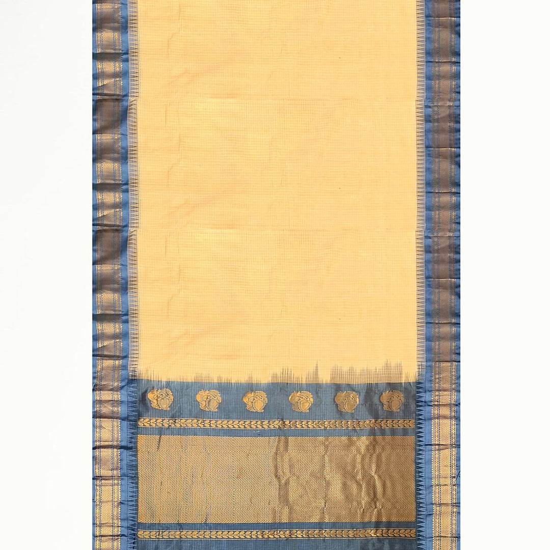 Gadwal cotton silk saree in sandalwood & grey