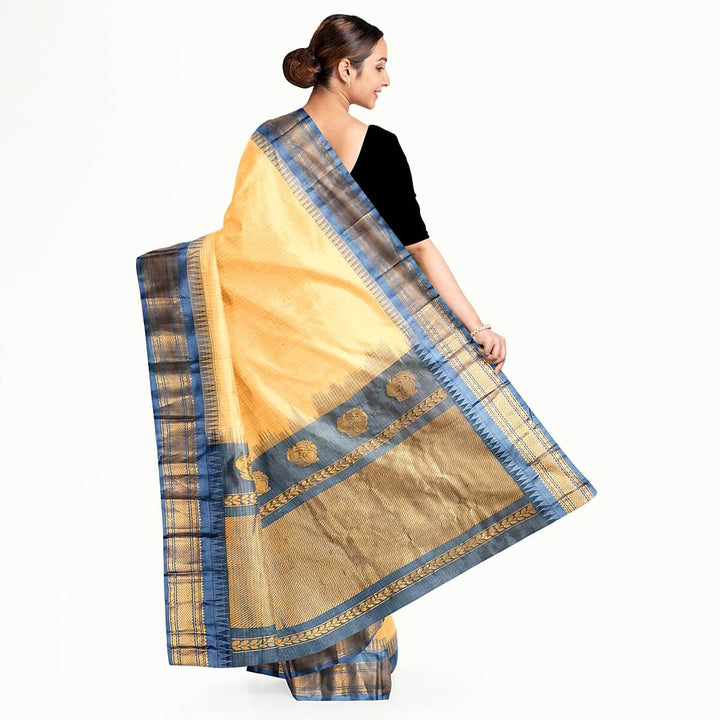Gadwal cotton silk saree in sandalwood & grey