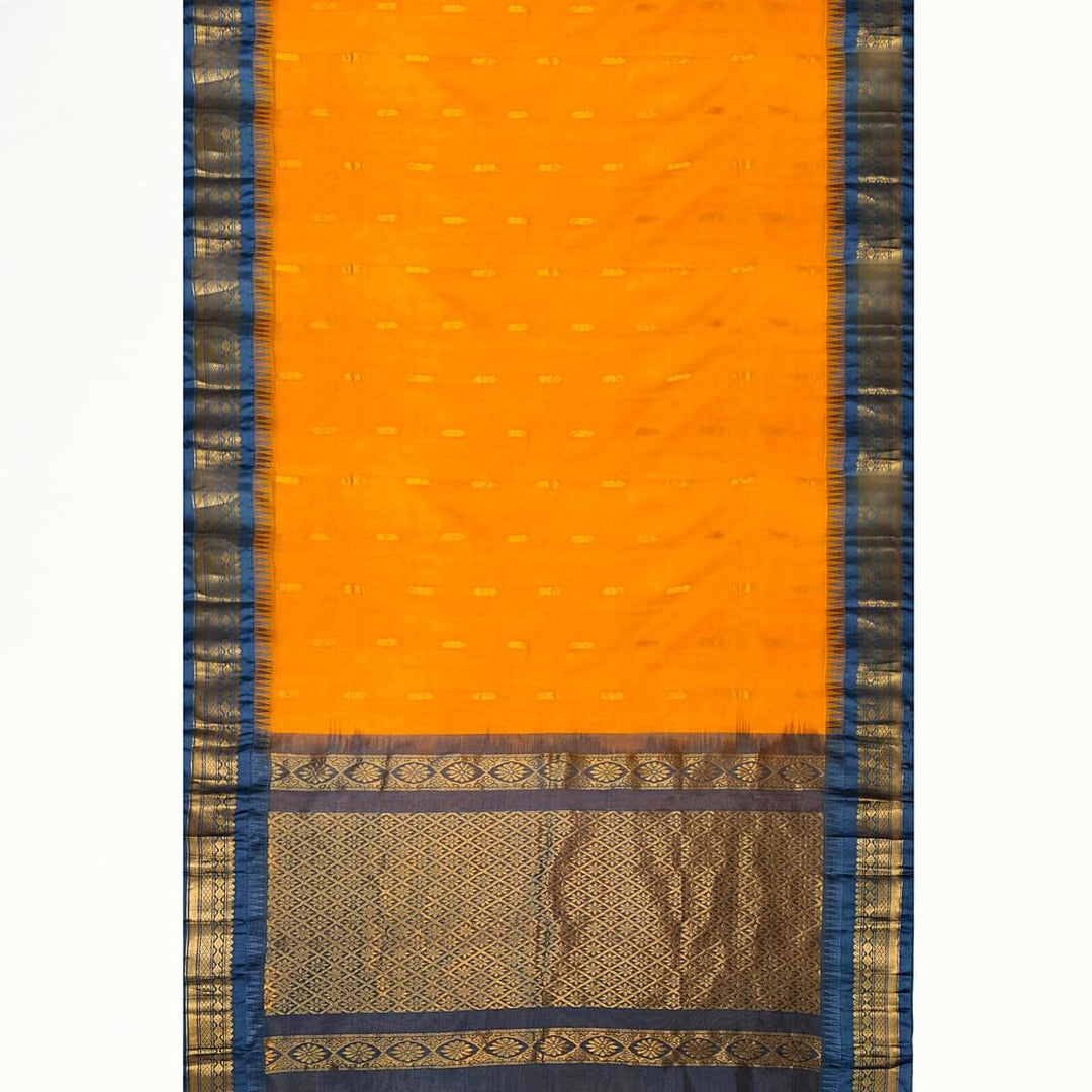 Gadwal cotton silk saree in peach  & grey