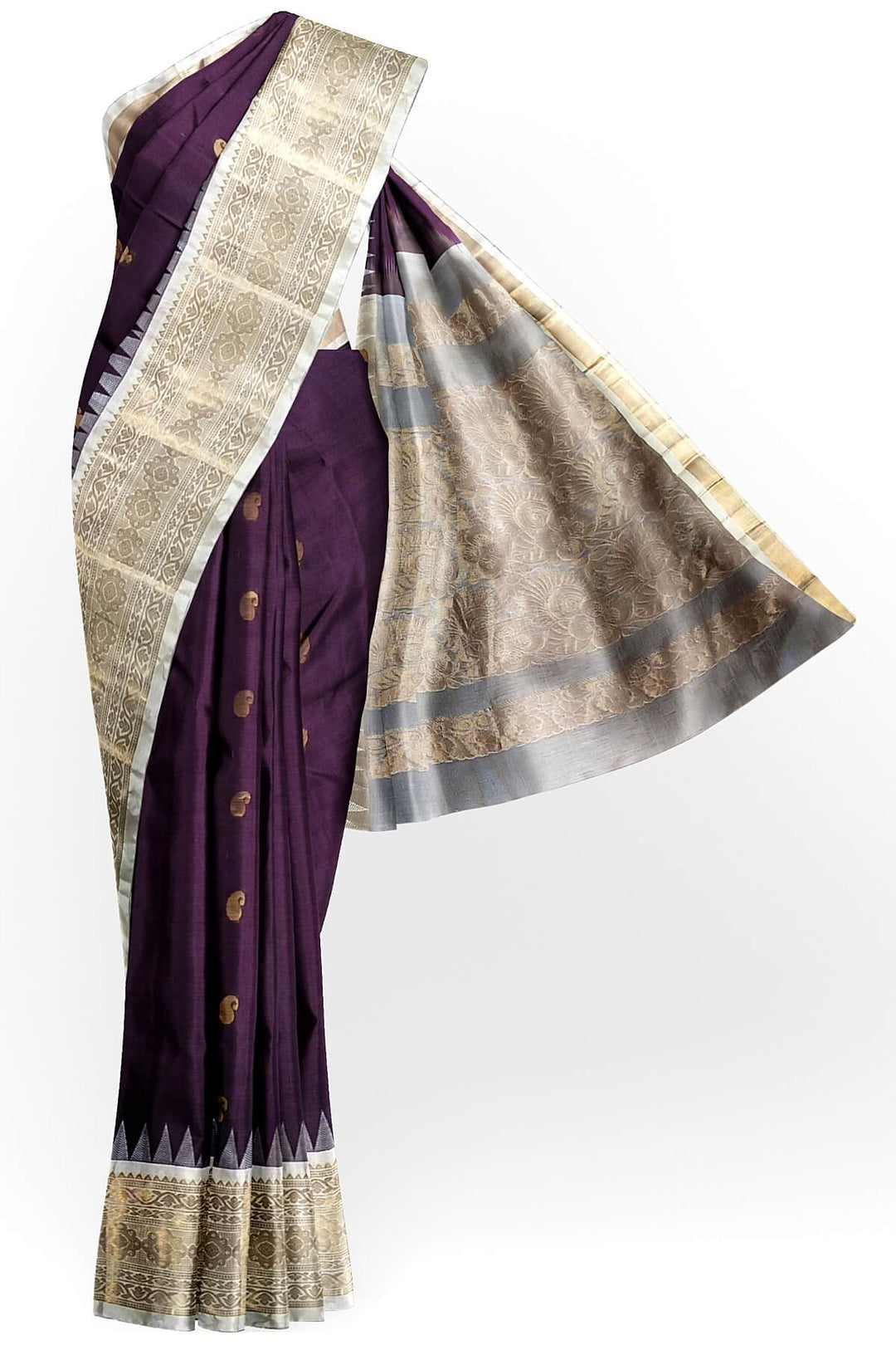 Gadwal cotton silk saree in  maroon & white