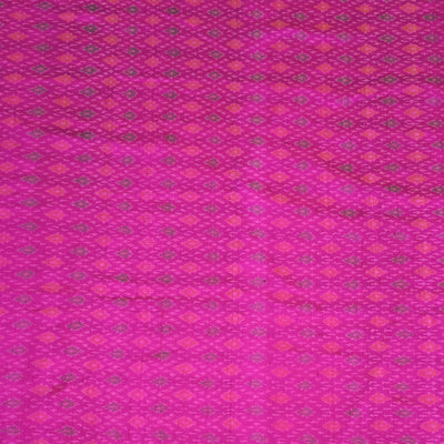 Handwoven Ikkat pure silk   fabric in dupioni finish in pink.