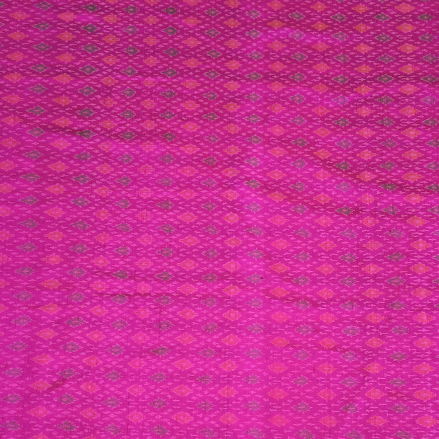 Handwoven Ikkat pure silk   fabric in dupioni finish in pink.
