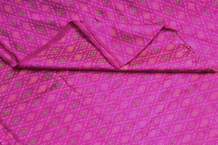 Handwoven Ikkat pure silk   fabric in dupioni finish in pink.