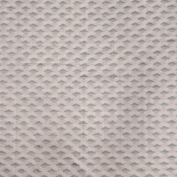 Handwoven Ikat pure silk fabric in  off white in dupion finish