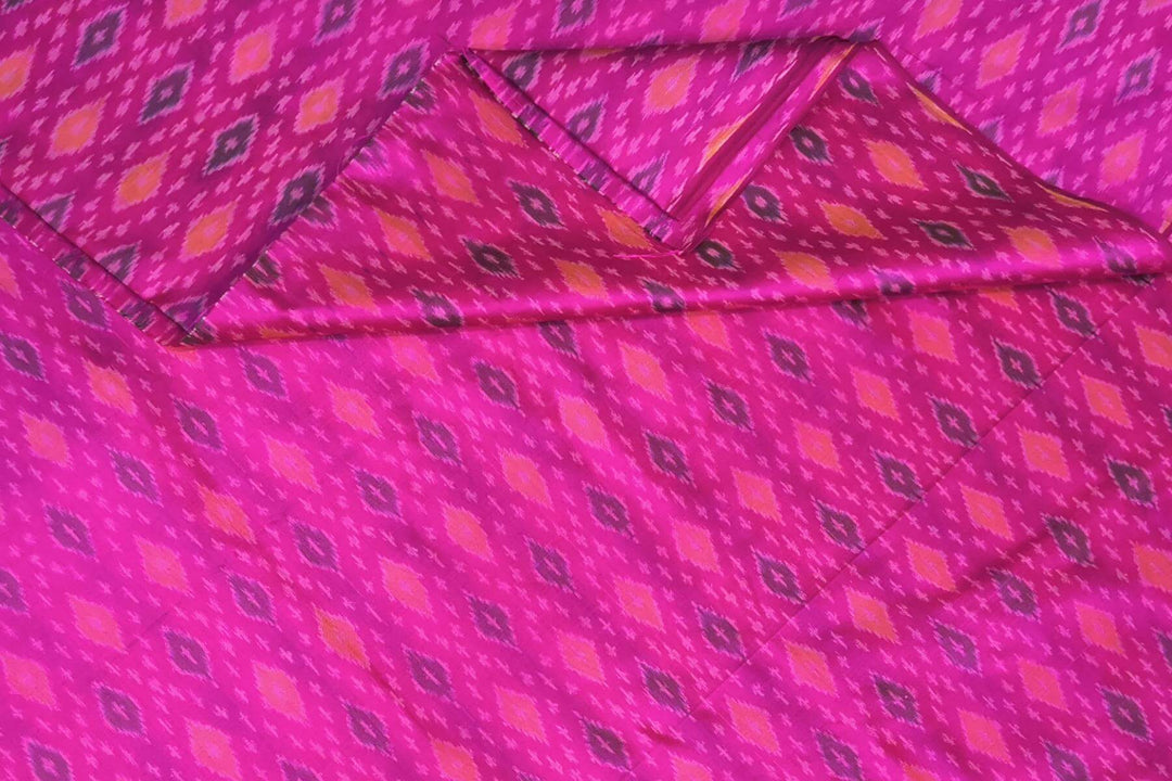 Handwoven Ikkat pure silk  fabric in pink