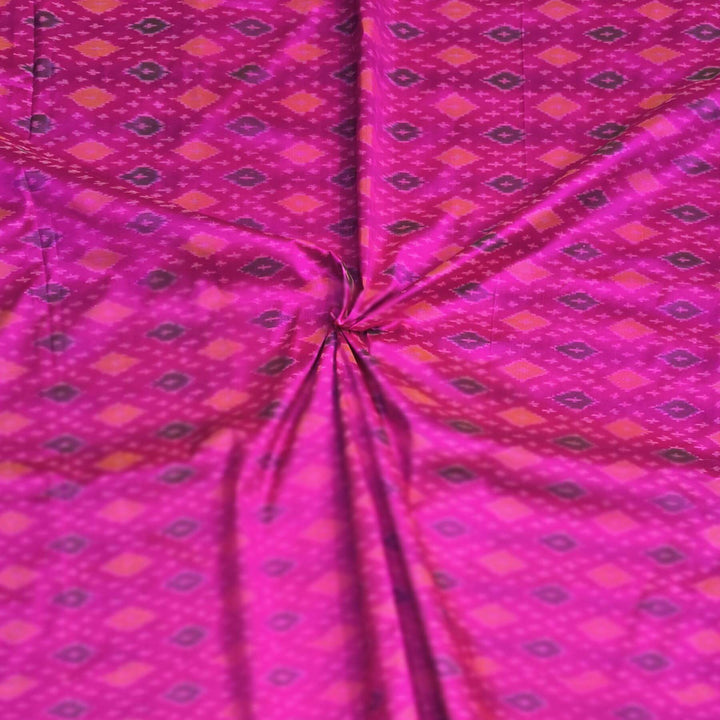 Handwoven Ikkat pure silk  fabric in pink