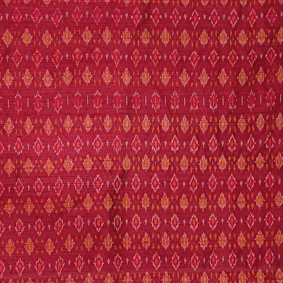 Handwoven Ikat pure silk fabric in  maroon in dupion finish