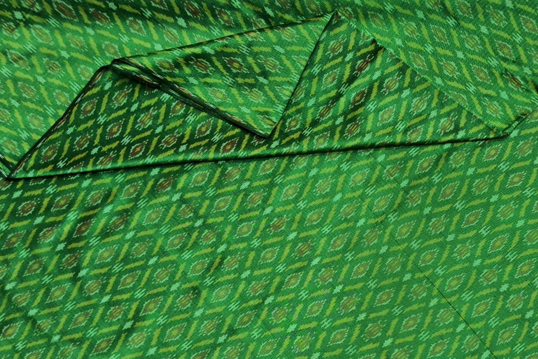 Handwoven Ikkat pure silk  fabric in green