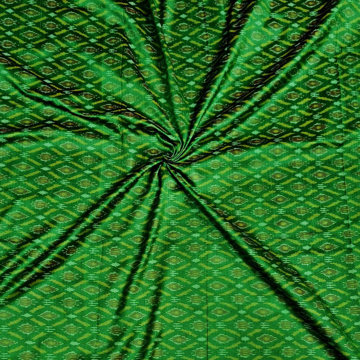 Handwoven Ikkat pure silk  fabric in green