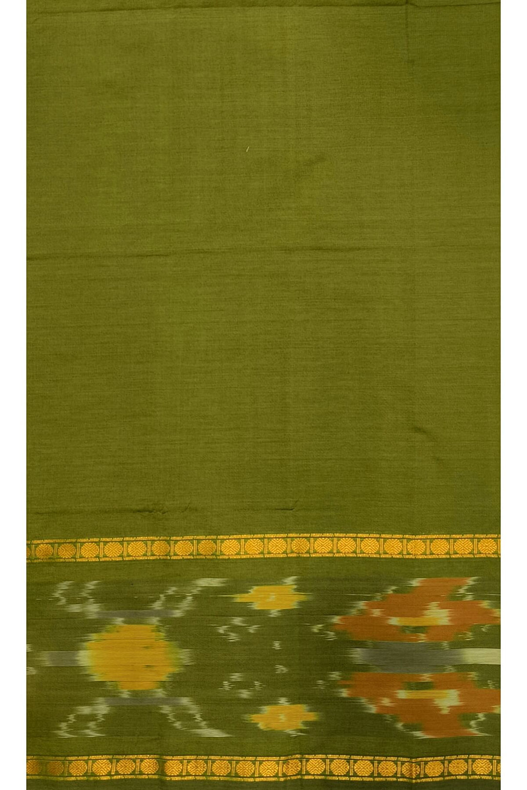 Handloom ikat silk cotton salwar suit material in mehndi green