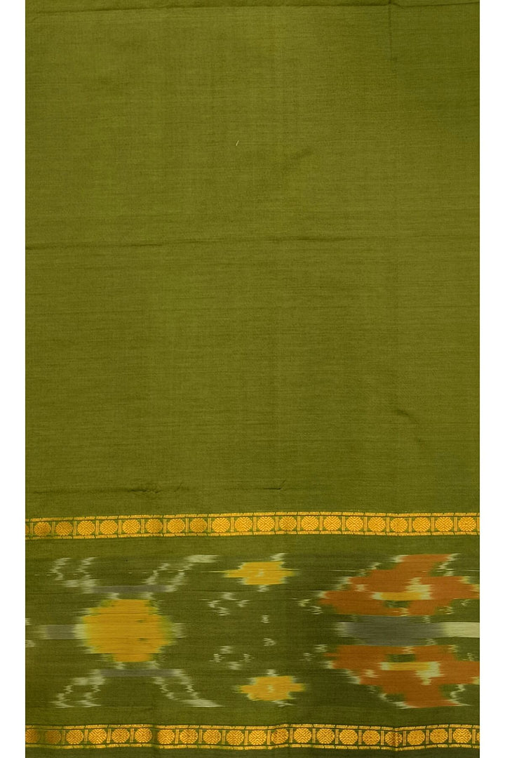 Handloom ikat silk cotton salwar suit material in mehndi green
