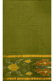Handloom ikat silk cotton salwar suit material in mehndi green