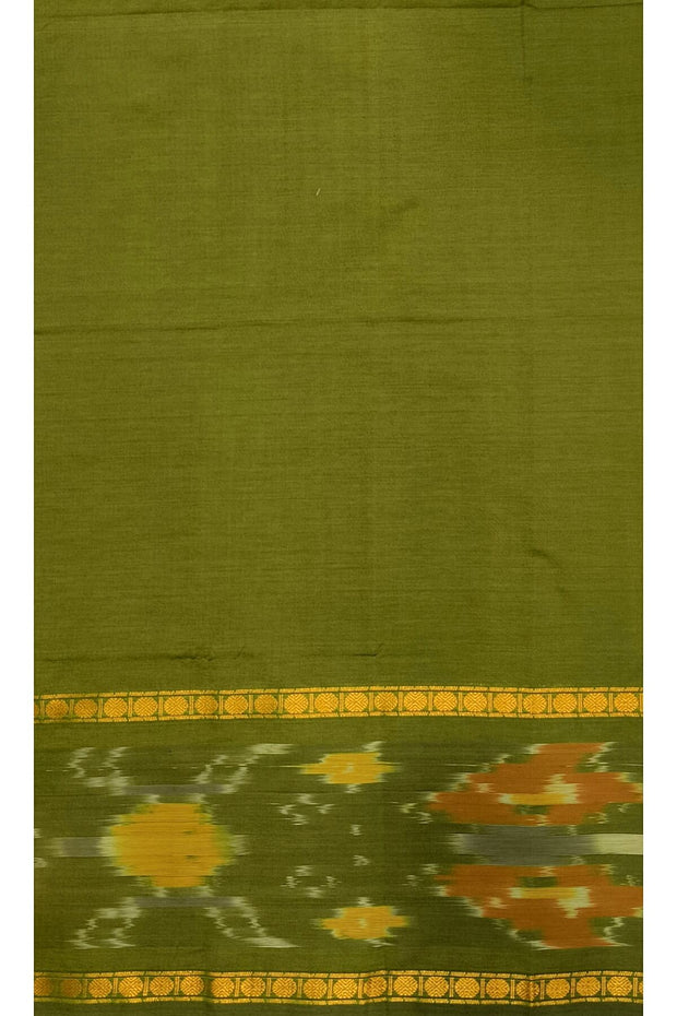 Handloom ikat silk cotton salwar suit material in mehndi green