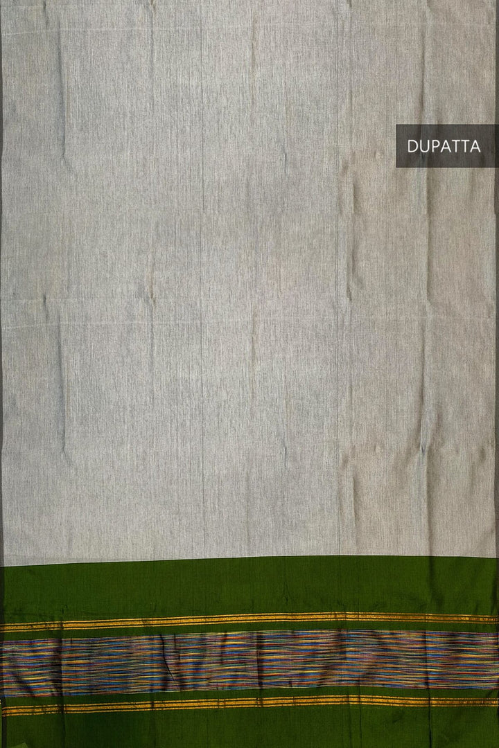 Handloom ikat silk cotton salwar suit material in mehndi green
