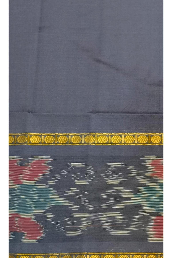 Handloom ikat silk cotton salwar suit material in navy blue