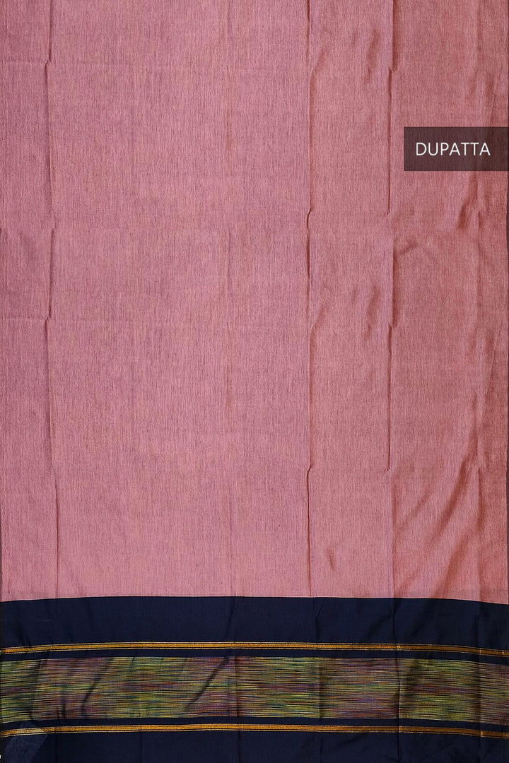 Handloom ikat silk cotton salwar suit material in navy blue