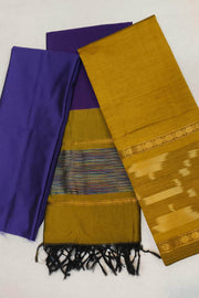 Handloom ikat silk cotton salwar suit material in mustard