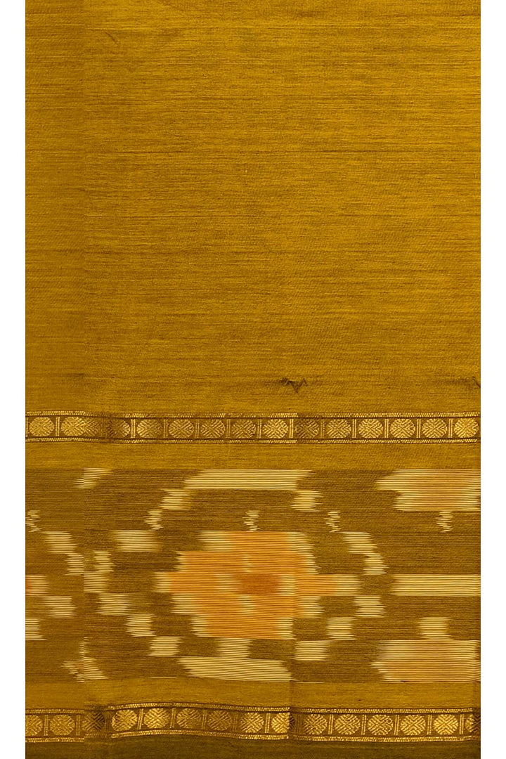 Handloom ikat silk cotton salwar suit material in mustard