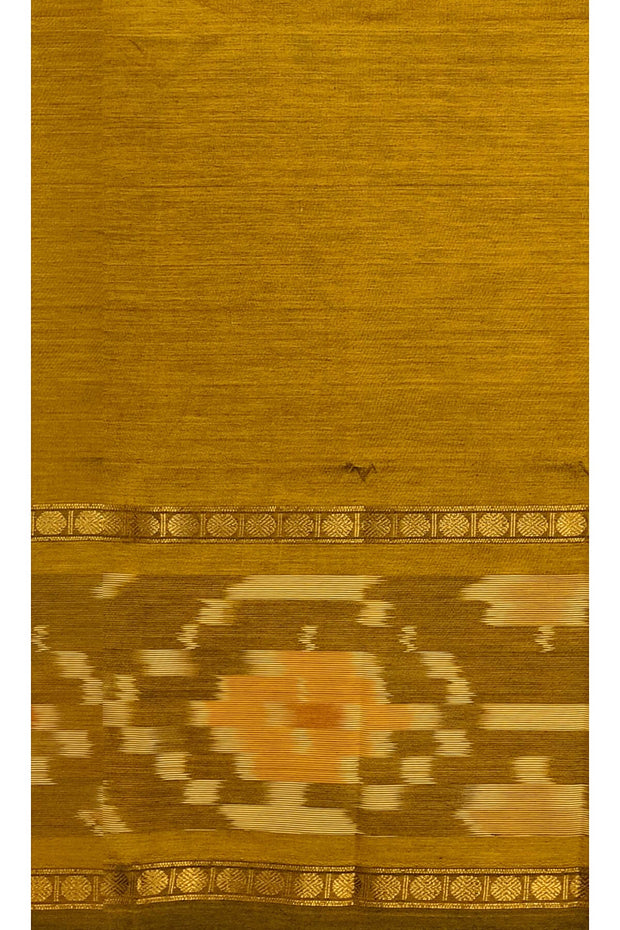Handloom ikat silk cotton salwar suit material in mustard