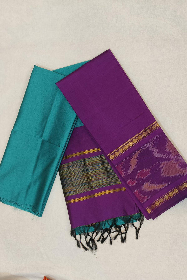 Handloom ikat silk cotton salwar suit material in purple