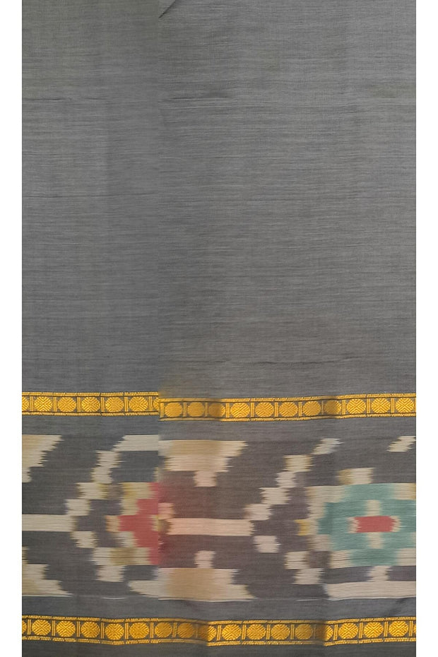 Handloom ikat silk cotton salwar suit material in bluish grey