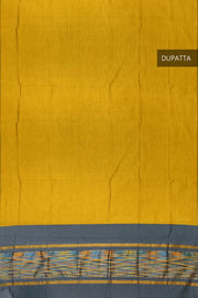 Handloom ikat silk cotton salwar suit material in bluish grey