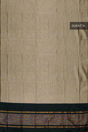 Handloom ikat silk cotton salwar suit material in bottle green