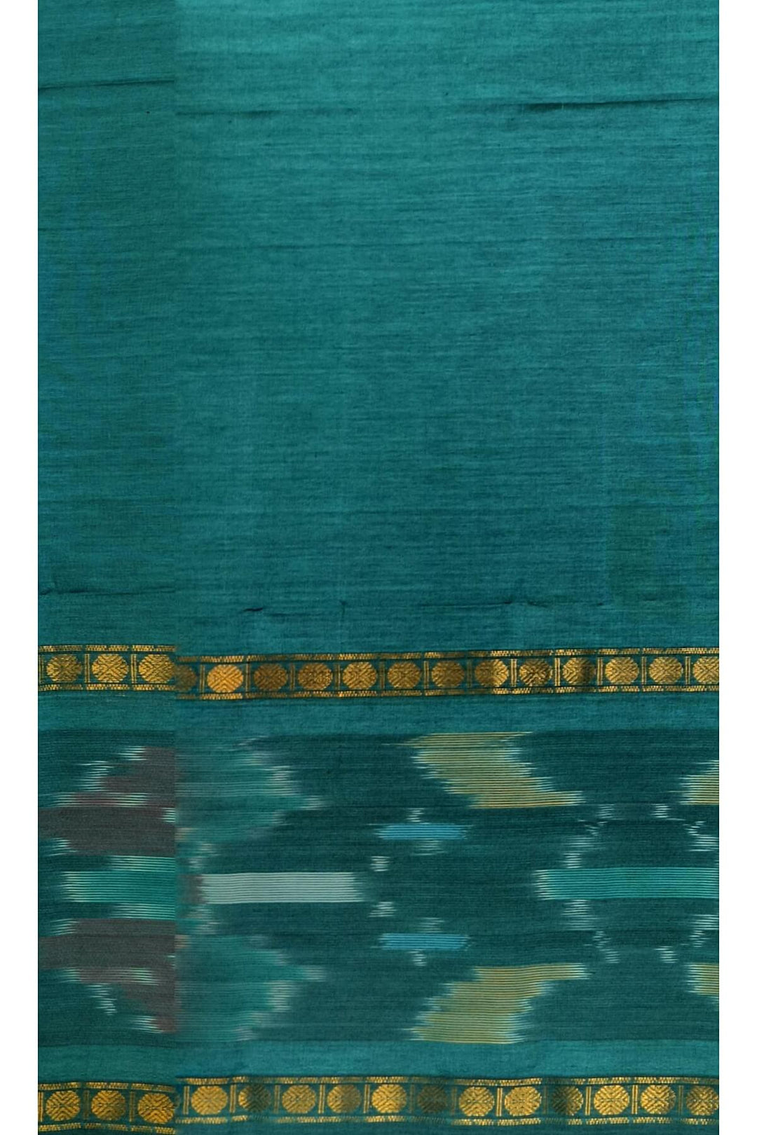 Handloom ikat silk cotton salwar suit material in teal blue