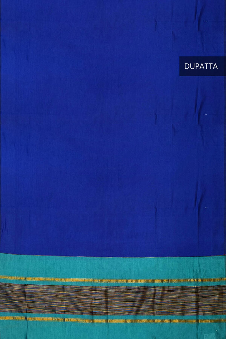 Handloom ikat silk cotton salwar suit material in teal blue