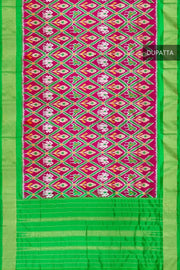 Handwoven Ikat pure silk dupatta in pink in narikunj pattern