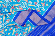 Handwoven Ikat pure silk dupatta in blue in pan bhat pattern