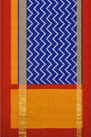 Ikat pure silk saree in blue in zigzag pattern