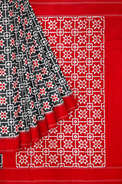 Double Ikat telia pure silk saree in  floral motif in square