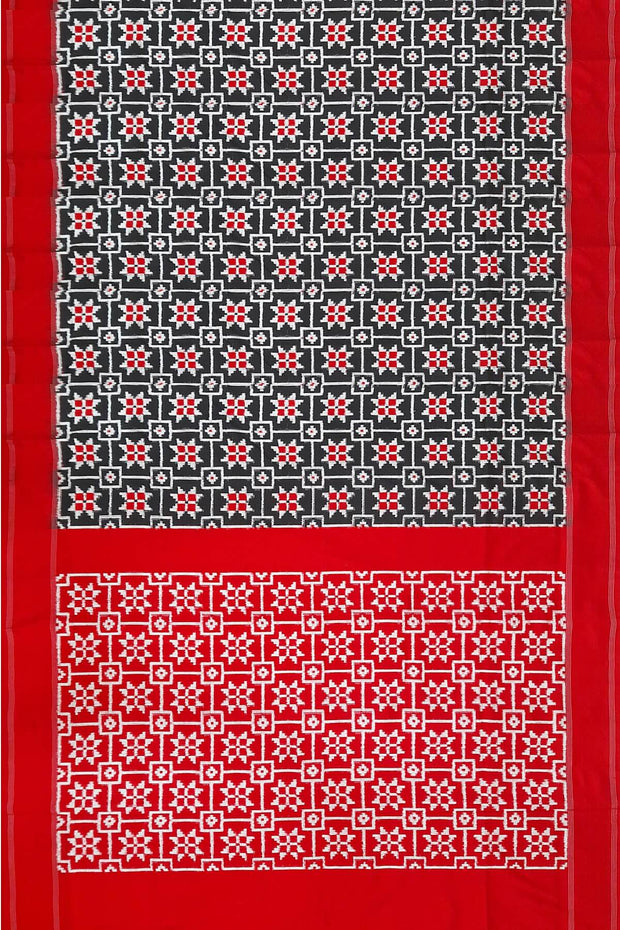 Double Ikat telia pure silk saree in  floral motif in square